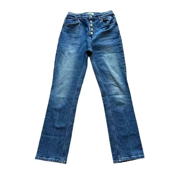 Reformation  Malta Wash Fly Button High Rise  Blue Straight Leg Jeans 28 #2122 - Picture 1 of 13